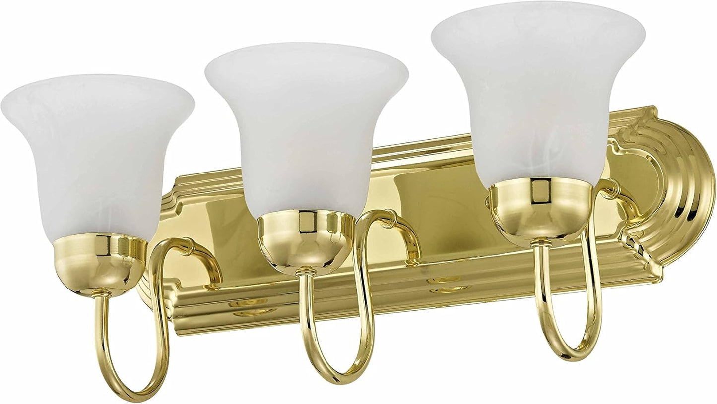 Livex Lighting 1073-02 Riviera 3-Light Bath Light, Polished Brass, 18 x 8 x 8