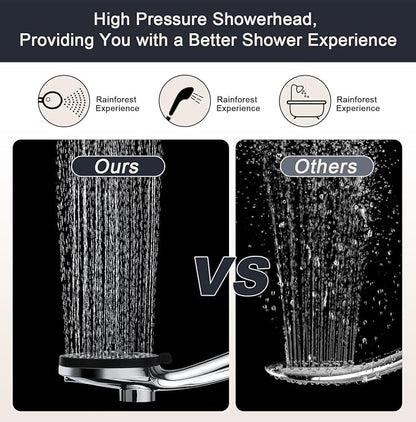 High Pressure Shower Head with Magnetic Shower Base | High Pressure 10-setting Shower Head with Hose,Magnetic Bracket,59 Inches Stainless Steel Shower Hose,Magnetic Shower Base