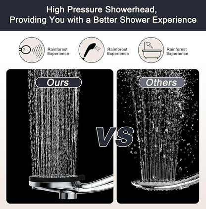 Magnetic Shower Head with Handheld Chrome | High Pressure 9-setting Handheld Shower Head, Magnetic Bracket,59 Inches Stainless Steel Shower Hose. (Basic Model, Chorme)