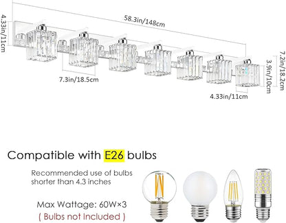 Aipsun Bathroom Vanity Light Fixtures Chrome Vanity Light for Bathroom Crystal Vanity Lighting Fixtures 7 Light (Exclude Bulb)
