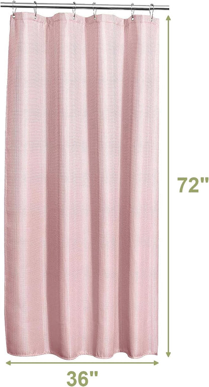 AmazerBath Waffle Shower Curtain, Stall Shower Curtain, Blush Pink Shower Curtain Fabric, Hotel Quality Bathroom Shower Curtains, Heavy Duty, 36 x 72 Inches