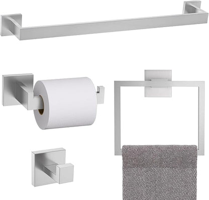 TURS 5-Piece Bathroom Hardware Set Brushed Nickel Towel Bar Set 23.6inch Bath Towel Holder Sets SUS 304 Stainless Steel Wall Mounted Towel Rack Sets for Bathroom.