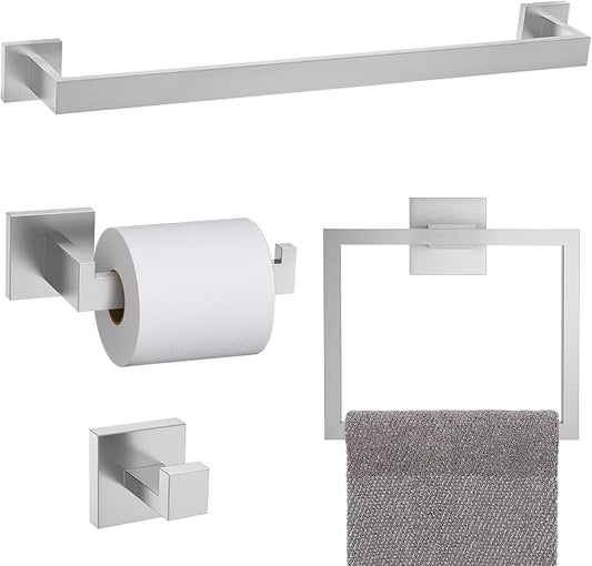 TURS 5-Piece Bathroom Hardware Set Brushed Nickel Towel Bar Set 23.6inch Bath Towel Holder Sets SUS 304 Stainless Steel Wall Mounted Towel Rack Sets for Bathroom.