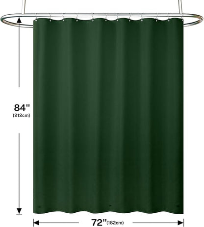 Shower Curtain and Liner, 3 in 1 Shower Curtain Set with 12 Double Sided Shower Curtain Hooks, 72x84 Cloth Shower Curtains for Bathroom,Waterproof, Dark Green
