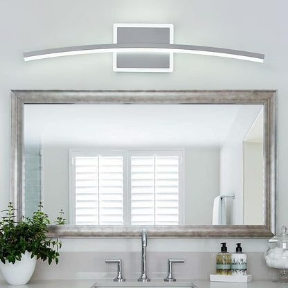 Benkut Modern LED Wall Sconce Silver Light Fixtures Over Mirror Modern Bath Wall Lighting for Bathroom, Dimmable Vanity Light for Bathroom(5CCT 23.6Inch)