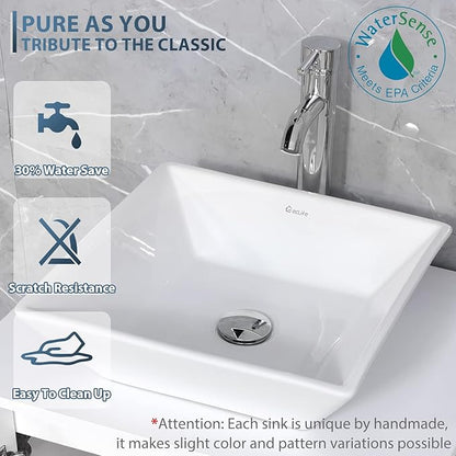 eclife 72" Modern Bathroom Vanity Sink Combo Freestanding Cabinet with Small Side Cabinet, White Square Ceramic Vessel Sink, Water Save Faucet, Drain (Gray+A07)