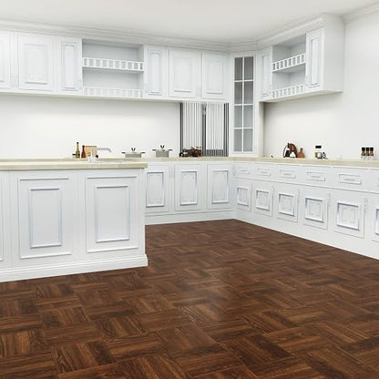 Peel and Stick Floor Tiles, Dark Brown Wood, 30 Sq.Ft | Non-Slip / Coated Surface / Indoor House / DIY Installation / Waterproof/Renter Friendly /2.8m2