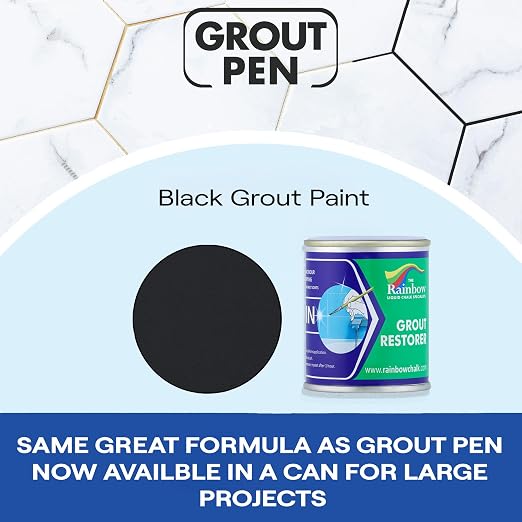 Grout Pen Grout Paint for Tile, Floor & Shower - Black - 125ml (4.2oz) | Waterproof Paint Grout Refresh Restorer for Kitchen & Bathroom Tiles - Can Size for Larger Projects