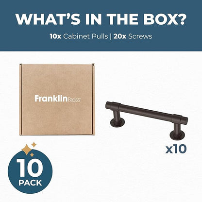 Franklin Brass Francisco (10-Pack) Cabinet Handles 3" Hole Center Pulls | Deep Bronze Hardware Kitchen Door, Drawers, Dressers, Furniture P29520K-324-B1