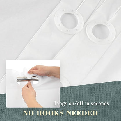No Hook PEVA Shower Curtain or Liner, Standard Size 71 x 74, Frost | 8G Heavy Duty, Frosted Bathroom Shower Curtain, No Hooks Required, Waterproof Plastic & PVC Free