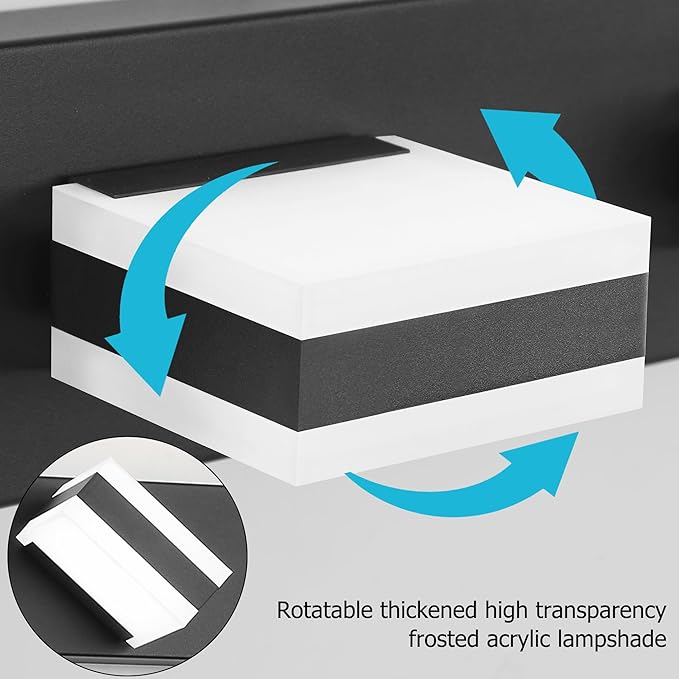 SOLFART Bathroom Light Fixtures, 4 Lights Modern LED Vanity Lights Over Mirror, Matt Black Bathroom Lights Cool Light 6000K