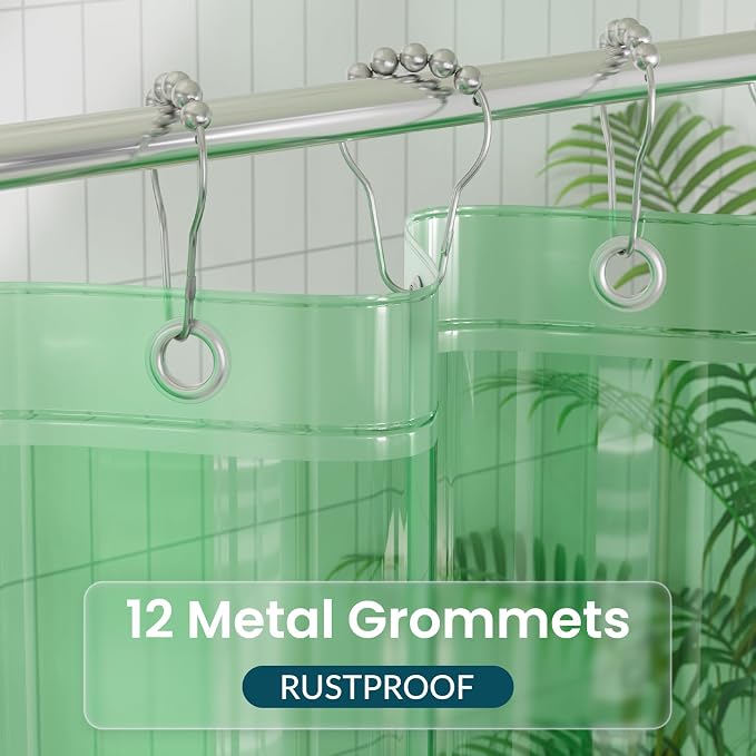 Titanker Shower Curtain Liner, Plastic Shower Liner PEVA 72 x 72 Lightweight Waterproof Shower Curtains for Bathroom with Magnets and Grommets, Forest Green