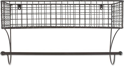 DII Rustic Farmhouse Bathroom Décor, Metal Storage, Large Towel Bar, Gray