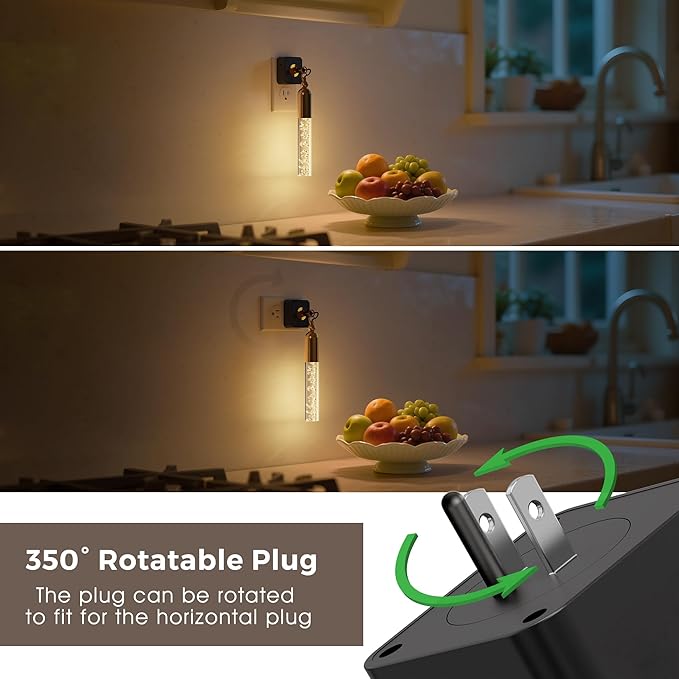 L LOHAS LED Night Lights Plug into Wall, 0-100LM Dimmable Night Light | Rotating Night Lights with Light Sensor, 3000K Soft Light, LED Acrylic Bubble Nightlight Plug in for Bathroom Hallway, 1 Pack