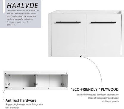 60 Inch Bathroom Vanity Without Sink, 60" Floating Vanity Without Top, Modern Wall Mounted Cabinet for Large Space, Large Bathroom Storage Cabinet with 4 Soft-Closing Doors and Bar Handles