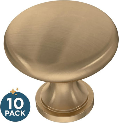 Franklin Brass (10-Pack) – Champagne Bronze Cabinet Knobs for Dressers, Drawers, Kitchen Cabinet Door, Vanity, Furniture, Closet Knobs, 1-3/16 Inch Round | Mushroom
