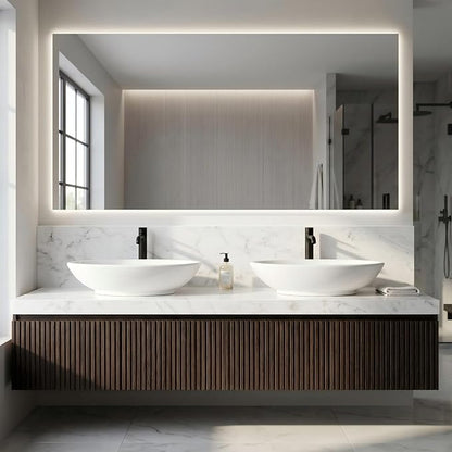NUESTRA VIDA 20.5" x 12.6" x 5.5" Glossy White Egg Shaped Vessel Sink, Modern Above Counter Bathroom Vanity Basin