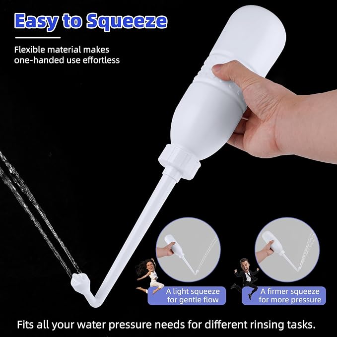Hibbent Portable Bidet for Travel, Handheld Travel Bidet for Personal Hygiene Care, Personal Cleansing Use, Extended Nozzle, 21.8oz(620ml) , White