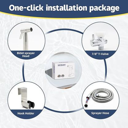 Handheld Bidet Sprayer for Toilet - Bidets for Existing Toilets Adjustable Water Pressure with Bidet Hose for Feminine Wash, Stainless Steel Muslim Shower Jet Spray for Toilet