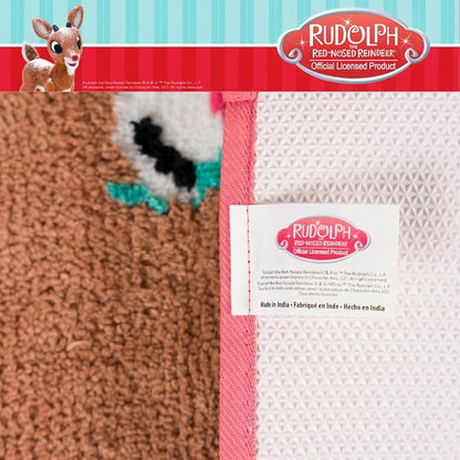 Collectibles Rudolph The Red Nose Reindeer Holiday & Christmas Non Slip Plush Poly Knit Bathroom Mat Rug, 17x24, (Officially Licensed Product) By Franco