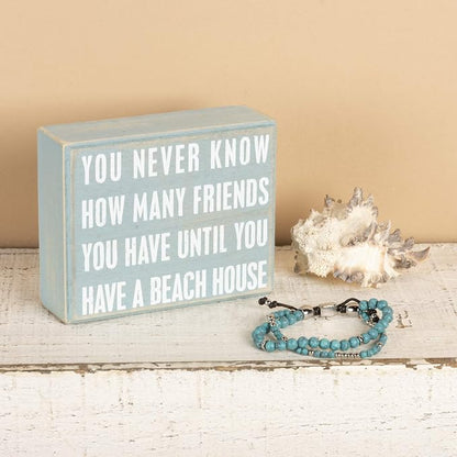 Primitives by Kathy 16355 Beach-Inspired Box Sign, 5" x 4" x 1.75", Beach House Friends