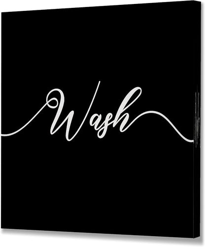 Renditions Gallery Black Wash Sign Bathroom Décor Gallery Wrapped Canvas Wall Art, 12x12,