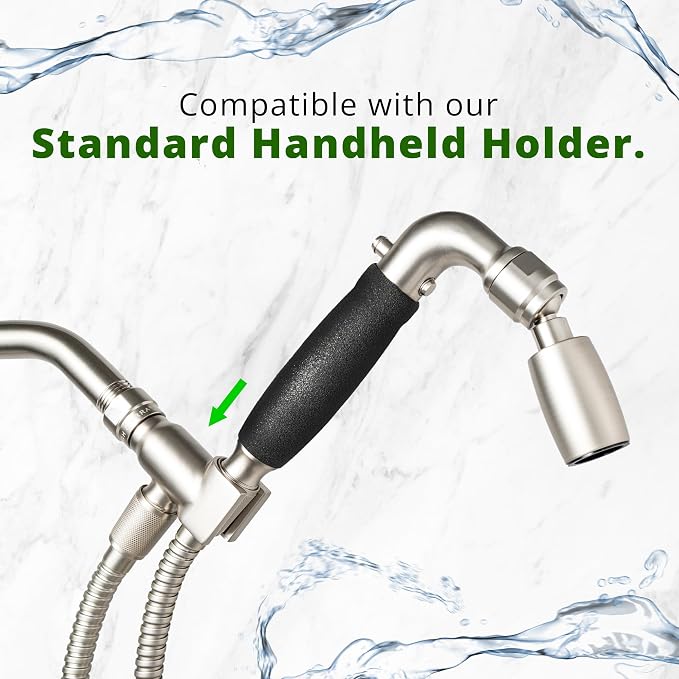 High Sierra® Solid Lead-Free Metal Handheld Shower Head, Built-in Trickle Valve, Patented single Nozzle Never Clogs. Shower Hose and Holder Not Included. Ultra Low Flow 1.5 GPM. Brushed Nickel Finish