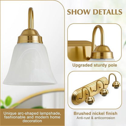 Bathroom Light Fixtures Over Mirror - 3 Light Bathroom Vintage Lighting Fixtures Wall Lamp Easy Install Vanity Lights Not Included Bulb Apply for Mirror Living Room Cabinet Bedroom