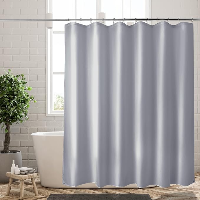 Titanker Fabric Shower Curtain Liner, Gray Shower Curtain Liner with 2 Magnets, 70 x 72 Inches, Cloth Shower Liner Waterproof Polyester, 85GSM, Easy Installation, Machine Washable, Blue Gray