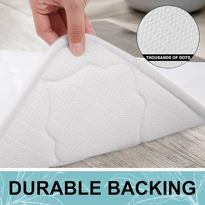 OLANLY Memory Foam Bath Mat Rug 47x32, Ultra Soft and Absorbent Bathroom Rugs, Non-Slip, Comfortable, Machine Washable Bath Carpet for Bathroom Floor, Tub, Shower and Home Decor Accessories, White