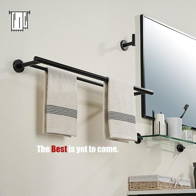 JQK Double Towel Bar, Oil Rubbed Bronze 27 Inch 304 Stainless Steel Thicken 0.8mm Bath Towel Rack for Bathroom, Towel Holder Wall Mount ORB, Useable Length 24 Inch 2 Pack, TB100L24-ORB-P2