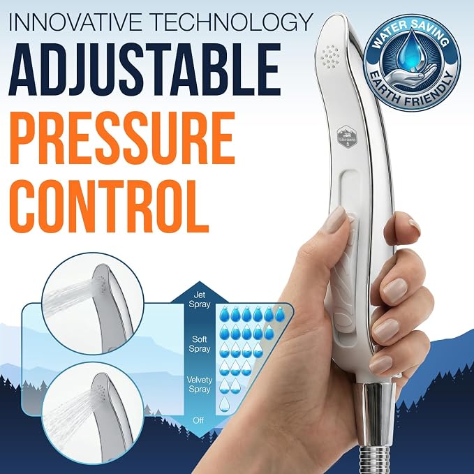RV Handheld Bidet Sprayer for All RV Toilets, 5' Hose | Fits all RV toilets with adjustable spray pressure, backflow preventer, stay-seated design, and extra-long 5' hose