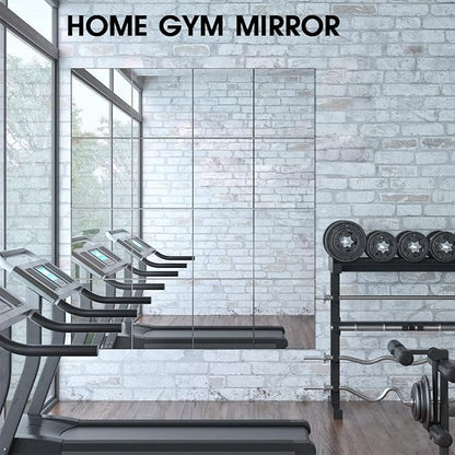 VASUHOME Glass Full Length Wall Mirror Tiles - [14 x12 Inch - 4PCS], Frameless Full Body Mirror for Home Gym, Bedroom, Living Room - Versatile Wall Mirror with Unrivaled Clarity