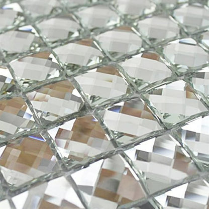 Mirror Tiles Silver Bathroom Wall Sheets Crystal Diamond Mosaic Tile Backsplash Kitchen Bevel Glass Subway Home Improvement Materials [Pack of 11PCS(12x12x0.16 Inches/Each)]