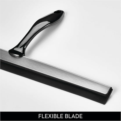 iDesign Bathroom Shower Squeegee with Wall Hook - Black/Chrome