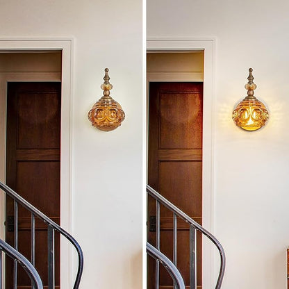 Vintage 2-Pack Wall Sconces Amber Rose Wall Lights Bathroom Vanity Lighting Fixtures, Vanity Light Rust-Proof and Durable for Bedroom Living Room Hallway