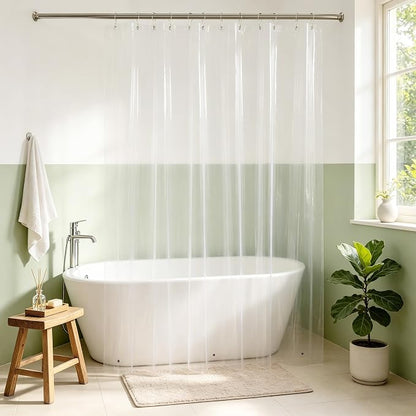 Mrs Awesome 72x80 Long Shower Curtain Liner Clear | 3 Bottom Magnets,12 Rustproof Grommets,Water Proof Lightweight PEVA,72W x 80H for Bathroom Long Size