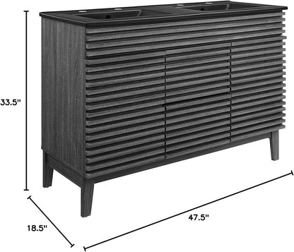 Modway Render 48" Double Bathroom Vanity in Charcoal Black