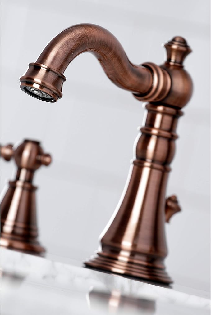 Fauceture FSC197ALAC English Classic Widespread Bathroom Faucet with Brass Pop-Up, Antique Copper