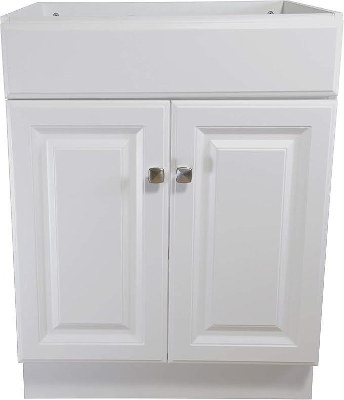 Design House Wyndham Bath Vanity Without Top, 2 Cabinet Doors, for 25-in. x 19-in. Vanity Top, Flush to Floor, Easy Assembly, for Bathroom, White, 21.0 in. L x 24.0 in. W x 31.5 in. H, 597138