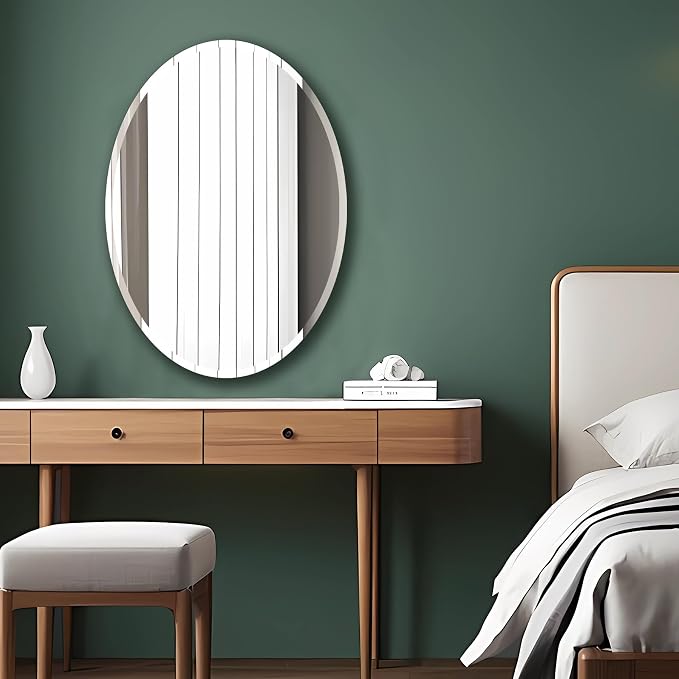 Bathroom Mirror for Over Sink 20" x 28" Oval Frameless Wall Mirror | Beveled Polished Edge Decorative Wall Mirror for Bathroom, Bedroom, Vanity and Entryway