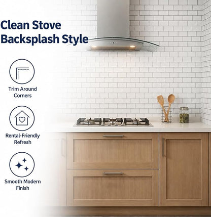 Peel and Stick Backsplash for Kitchen, White | 10 pack self‑adhesive tiles for backsplash, bathroom, or accent wall. Easy DIY install and wipeable. Covers approx. 10 sq ft.