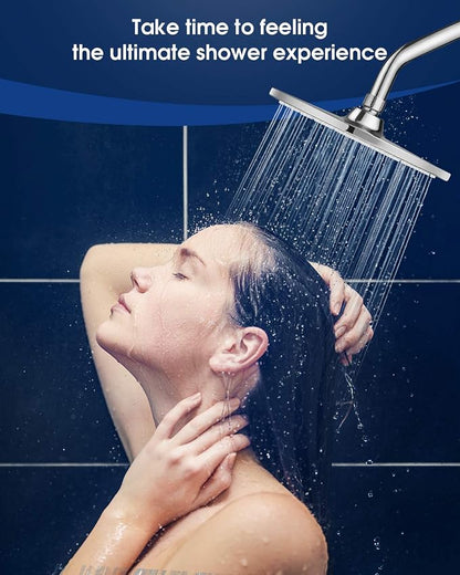 Waterfall Showerhead VMASSTONE High Pressure Showerhead - Tool Free Installation- with Large Spray Surfaces and 200 Nozzles for Delicate and Unstimulate Shower Experience (EM-001 Chrome/Light Grey)