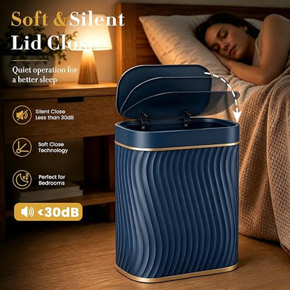 Ogikey Bathroom Small Trash Can with Automatic Touchless Lid, 2.6 Gallon Smart Garbage Can Narrow Waterproof Trash Bin for Bedroom, Office, Living Room