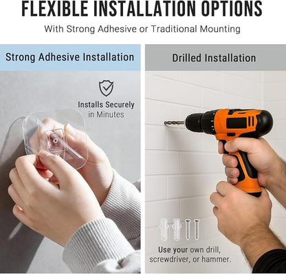 G-Promise Metal Handheld Shower Head Holder, No-Drill Install (Chrome) | Adhesive or Drilled Installation, Wide Adjustment Range Fits All Family Heights, Firmly Secure Showerhead, Easy to Install