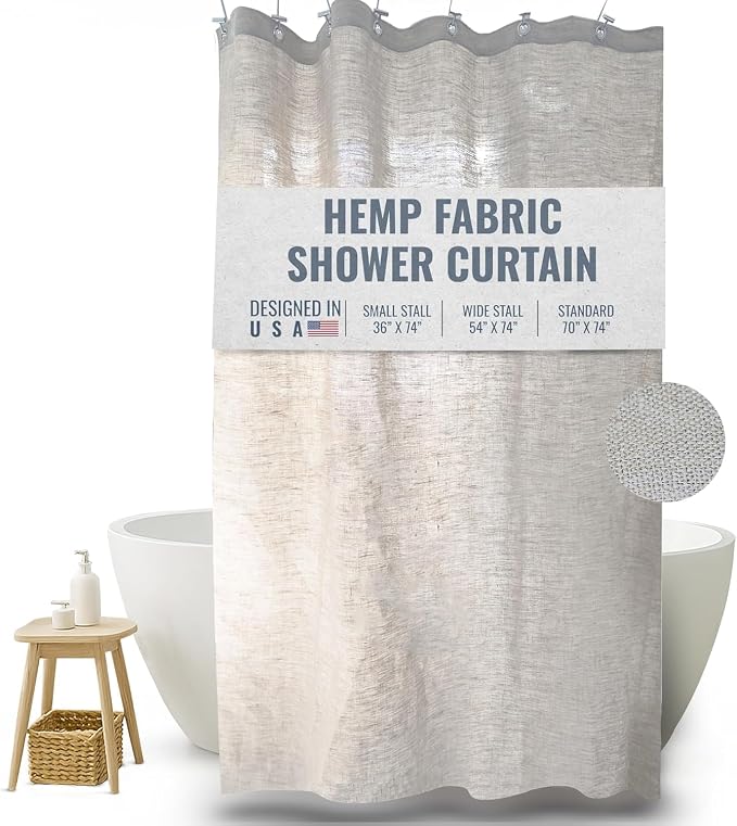 Bean Products White Hemp Bathtub Shower Curtain Liner - 70x74