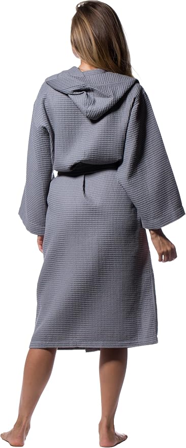 Turquaz Womens Lightweight Waffle Kimono Bathrobe for Men - Soft Quick-Dry Spa & Summer Towel Robe, Cotton Blend