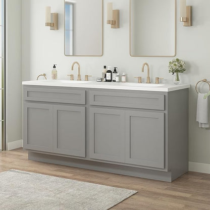 Vanity Art 72 Inch Bathroom Base Cabinet Only, Double Sink Top (Not Include Sink) with Door & Soft Close Hinge, Unassembled Floor Cabinet, Grey, 2ea 36 Inch Combo