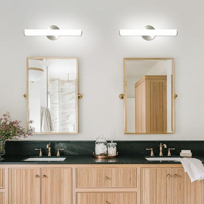 2 Pack LED Vanity Light Bar for Bathroom, Dimmable Bathroom Light Fixtures 17.3inch 12W 1200LM Over Mirror Lighting Fixture Wall Sconce Modern Vanity Lighting 4000K Brushed Nickel