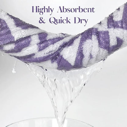 2-Pieces Luxury Bath Towels Checkered Floral, Purple Towels for Women Girls | Shower Body 27.5x55 Inches, Cute Bathroom Decor, Cotton